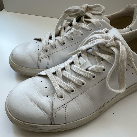 Tory Burch Sz 9 Howell Court Leather Sneakers in Titanium White/Allium Purple - Picture 4 of 16